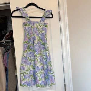 Hill House Lavender and Leafy Green Floral Hydrangea Dress
